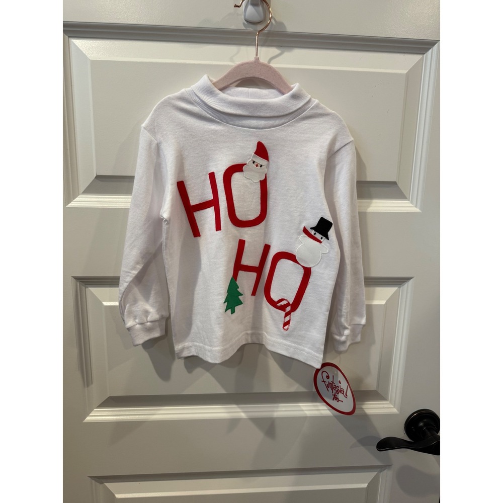 Fantasia Too Kids White Long Sleeve Christmas Santa Snowman Tree Shirt Size 2T